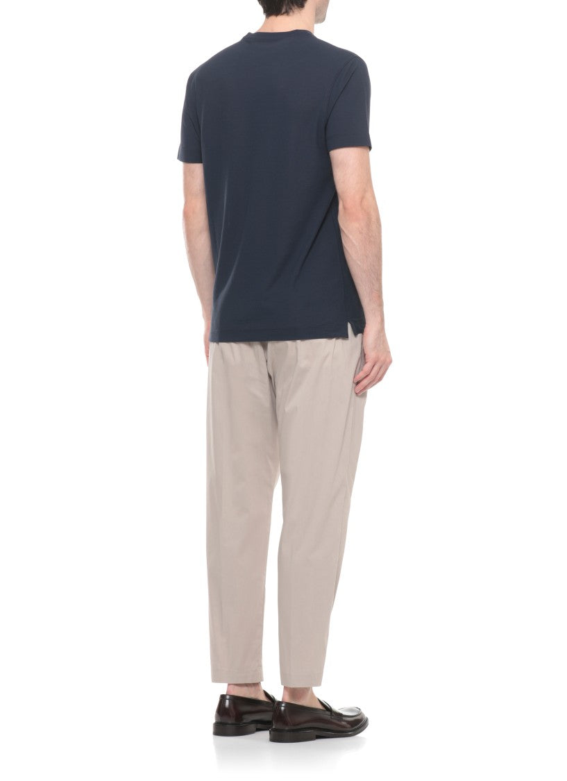 Zanone Blue Cotton Crewneck T-Shirt