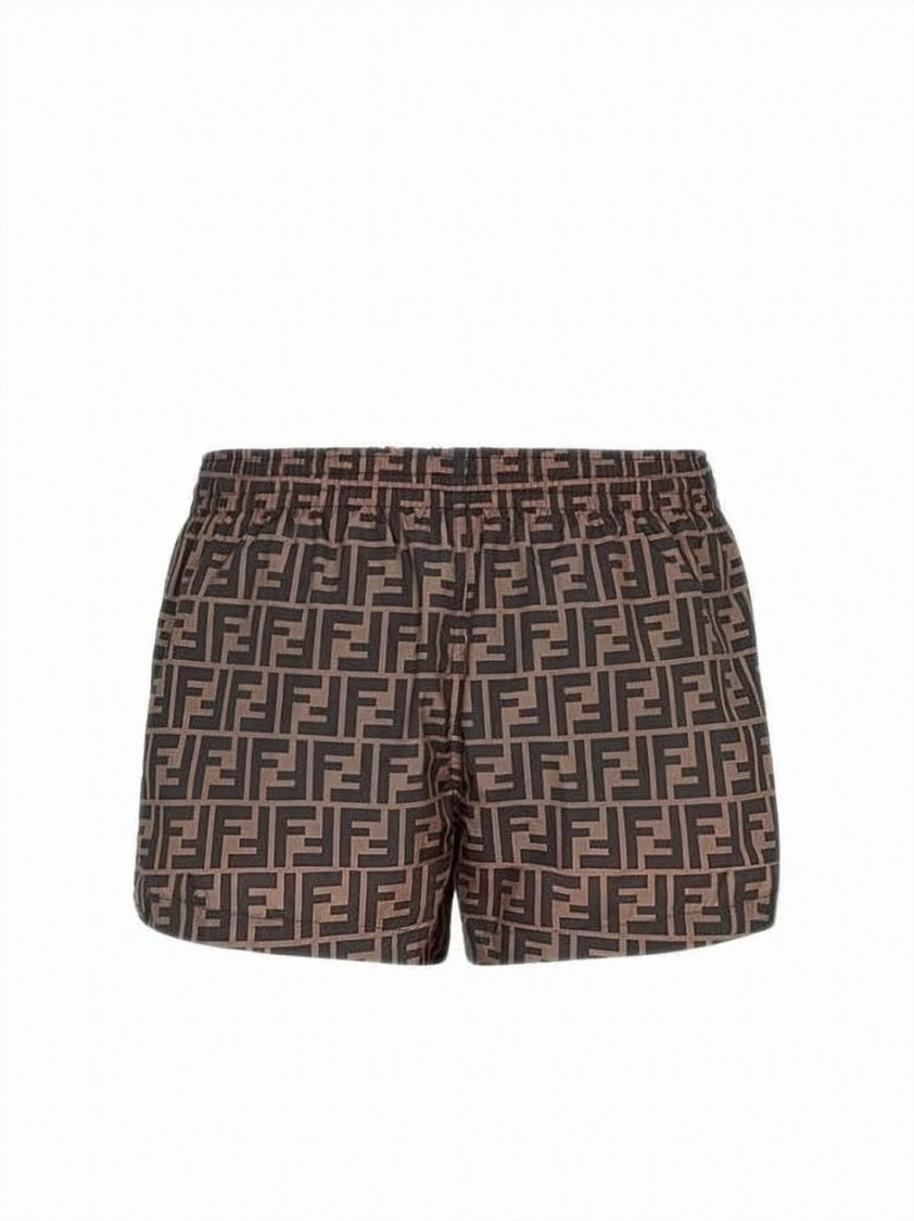 Fendi Geometric Pattern Shorts With Elastic Waistband