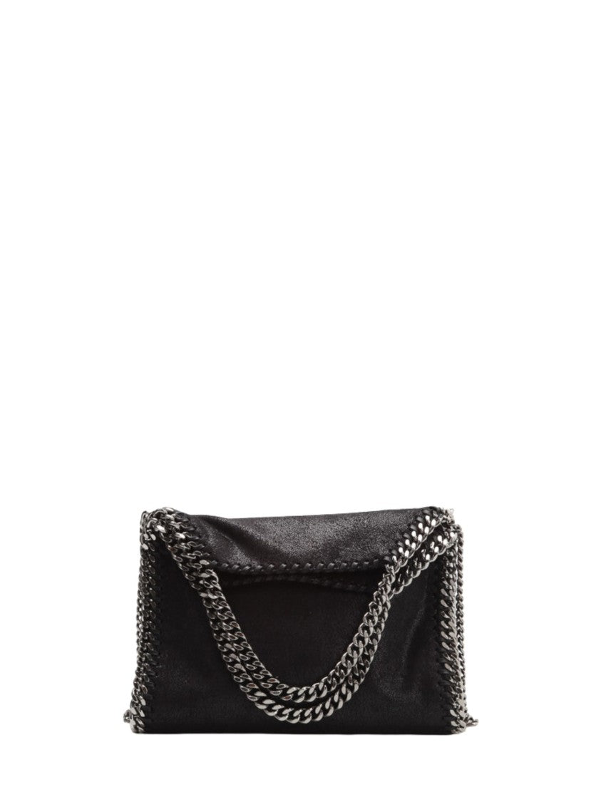 Stella Mccartney Black Silver-Tone Chain-Trimmed Shoulder Bag