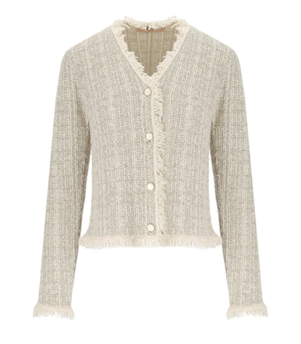 Twin-Set Jacquard Lurex Gold Knitted Jacket