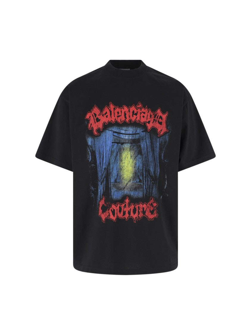 Balenciaga Black Salon De Couture Cotton T-Shirt