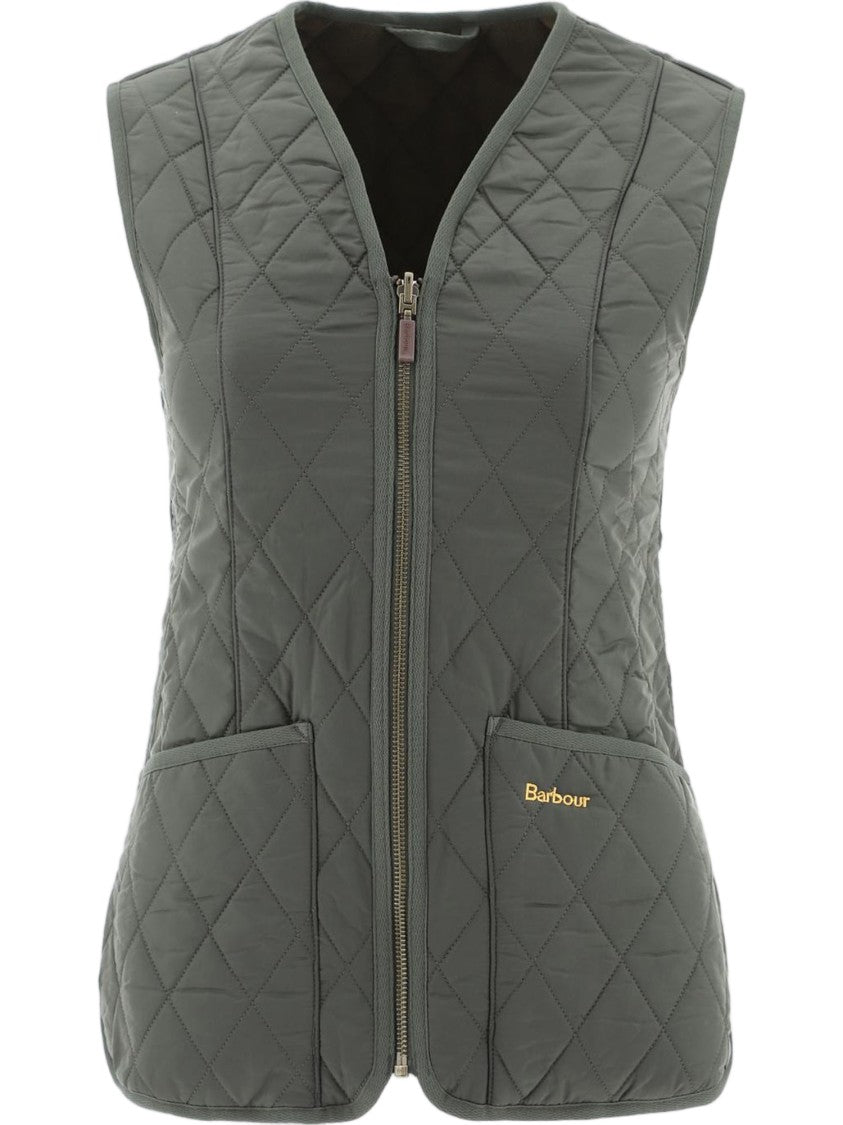 Barbour Olive Green Reversible Quilted Nylon Vest