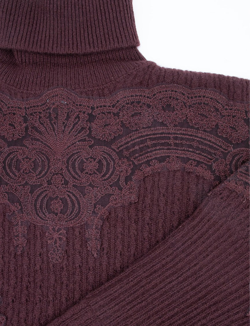 Ermanno Scervino Dark Brown Melange Turtleneck Sweater