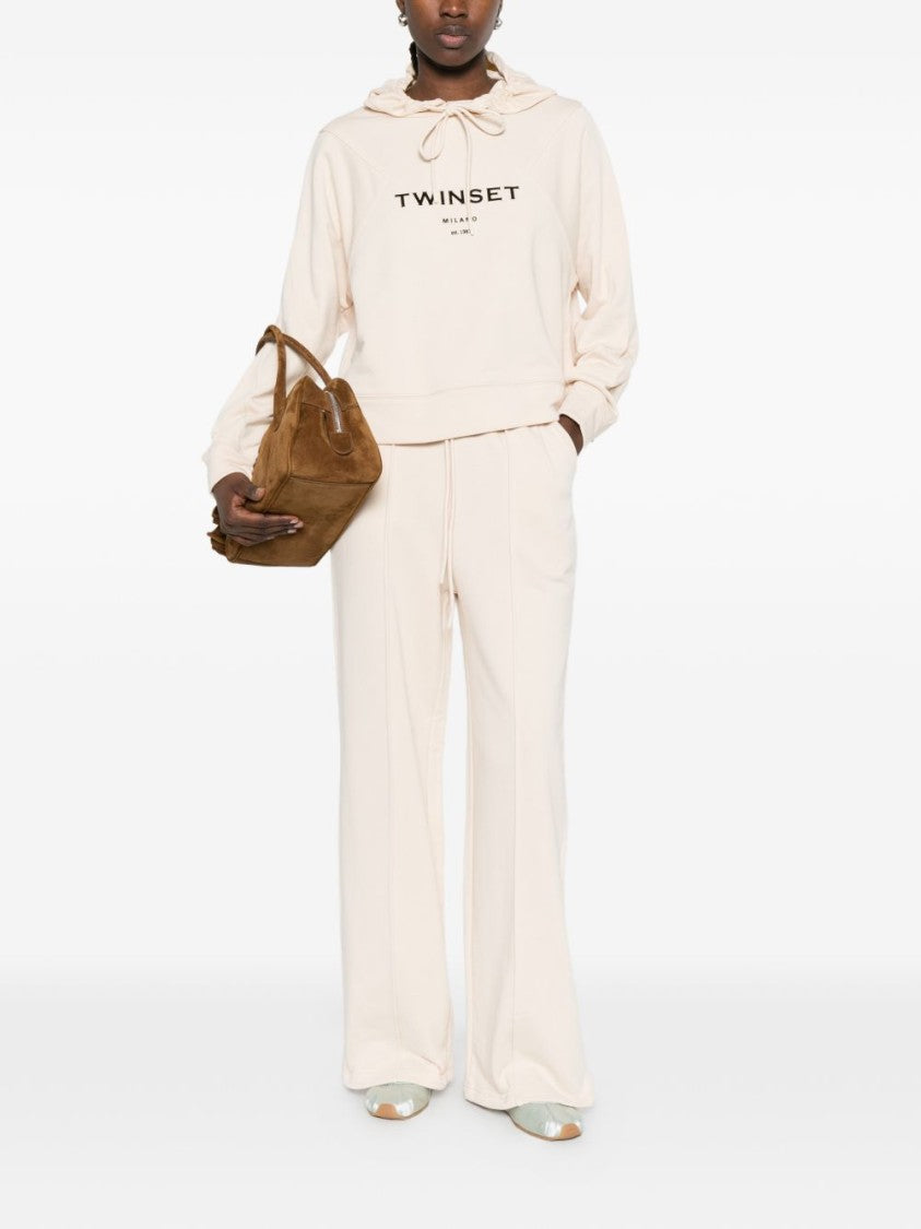 Twin-Set Cropped Hoodie With Drawstring Hood