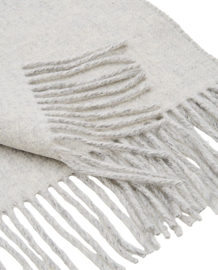 Jacquemus Grey Wool Jacquard Logo Fringe Scarf