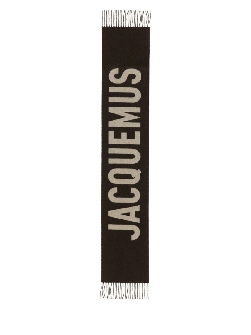 Jacquemus Long Rectangular Wool Scarf With Bold Logo