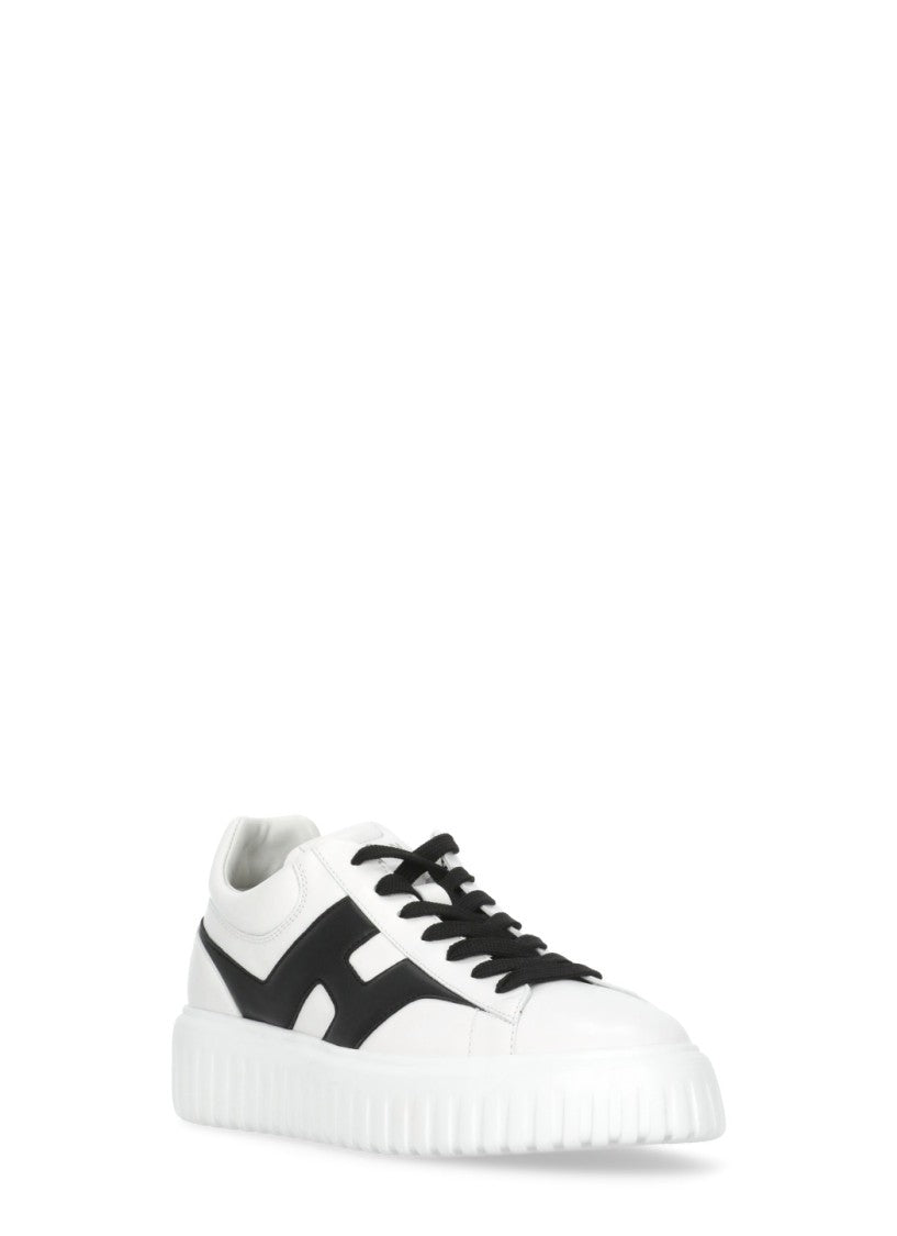 Hogan White Low-Top H-Stripes Leather Sneakers