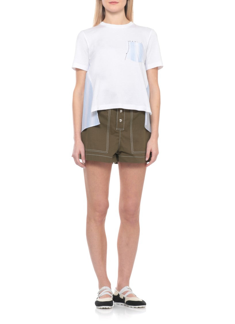 Marni White Cotton Asymmetric T-Shirt