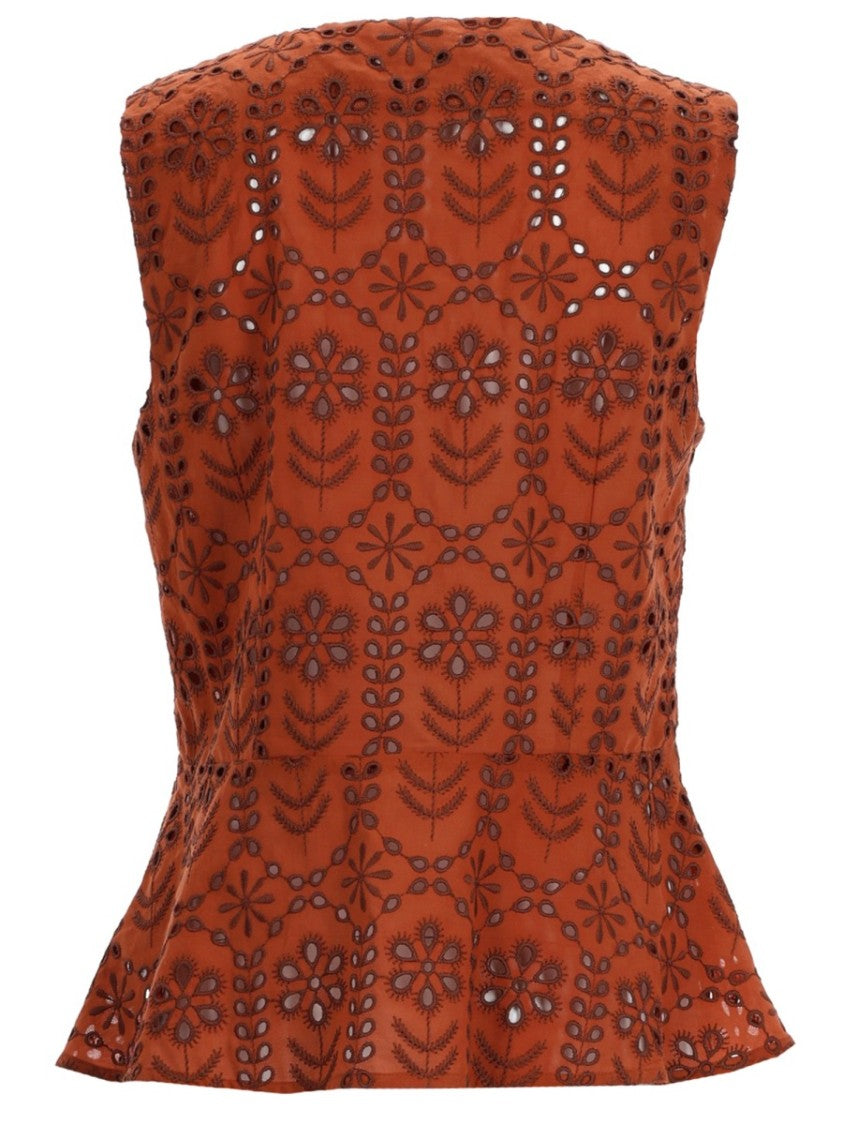 Ps Paul Smith Sleeveless Perforated Floral Base Top