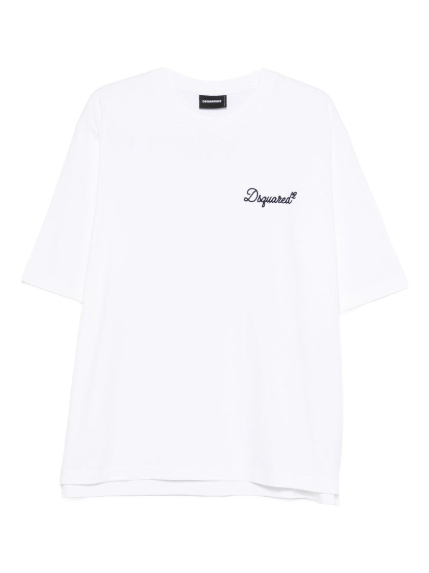 Dsquared2 Minimalist White Cotton T-Shirt With Logo