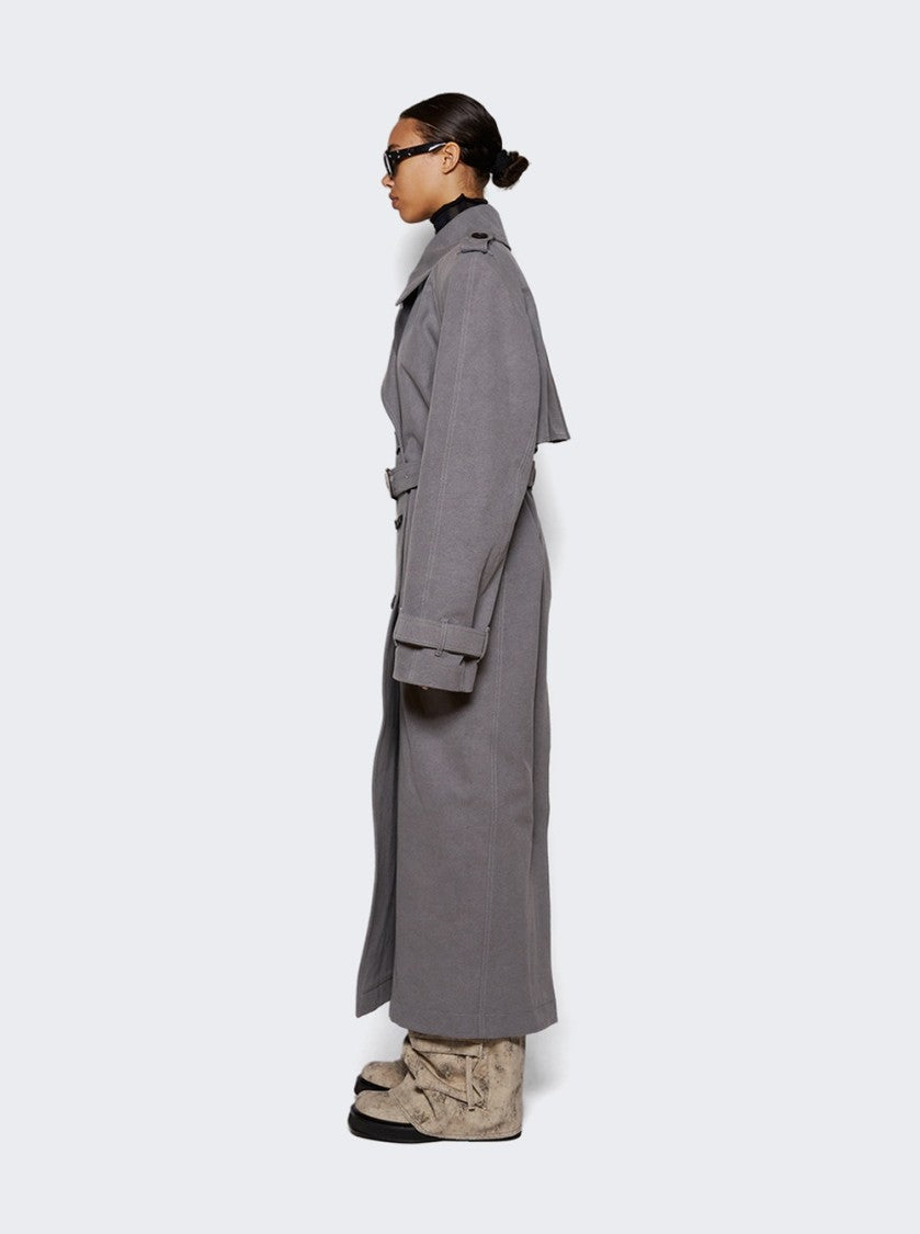 The Attico Structured Grey Canvas Trench Coat