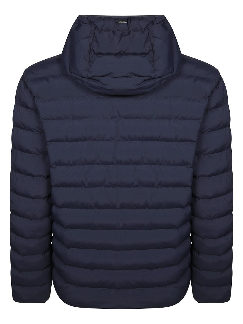 Herno Packable Black Bomber Jacket With Quilted Design