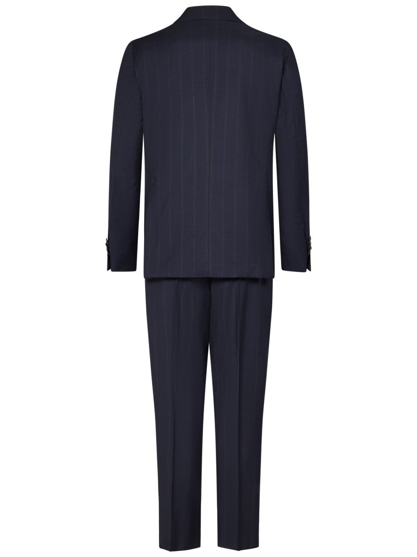 Franzese Collection Navy Blue Pinstripe Double-Breasted Suit