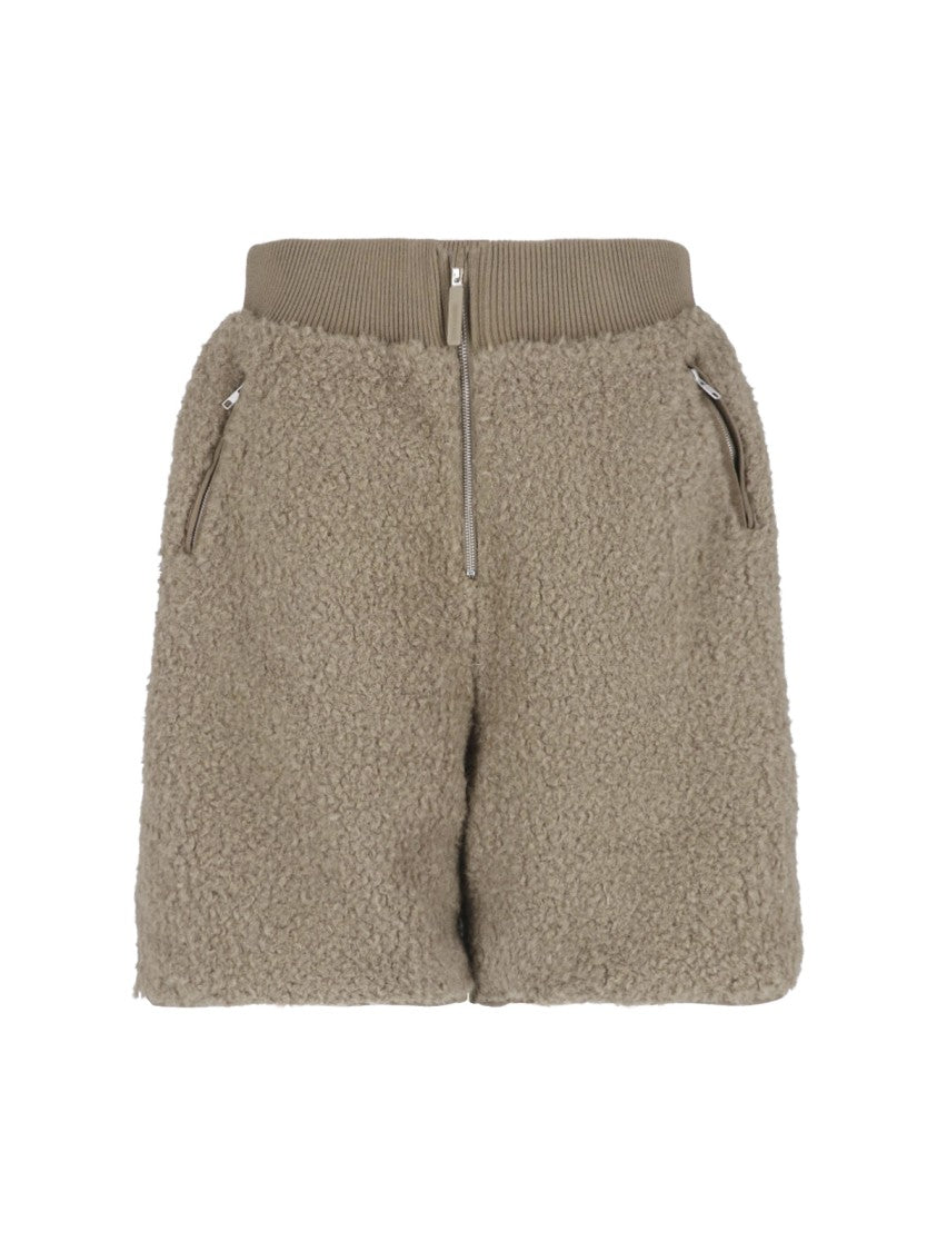 Entire Studios Beige Teddy Fleece Zippered Shorts