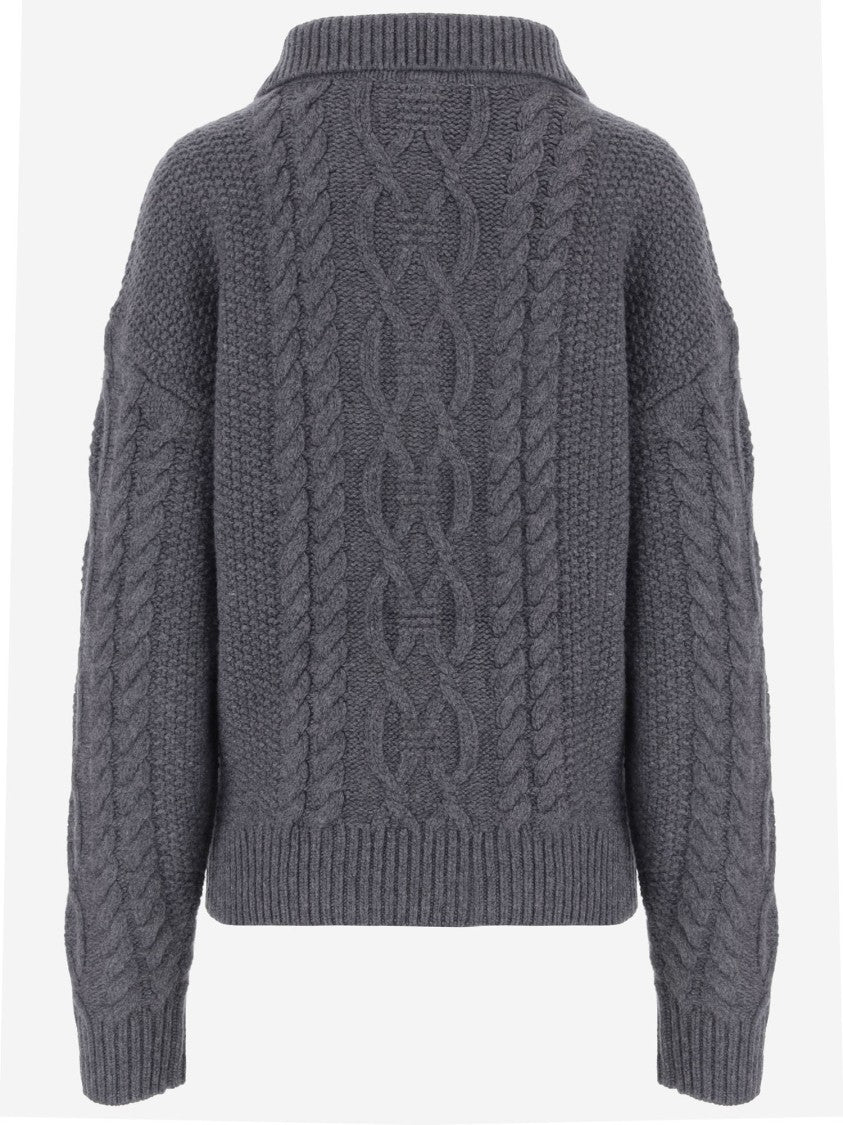 The Garment Wool And Cashmere Sweater With Braided Knit Pattern