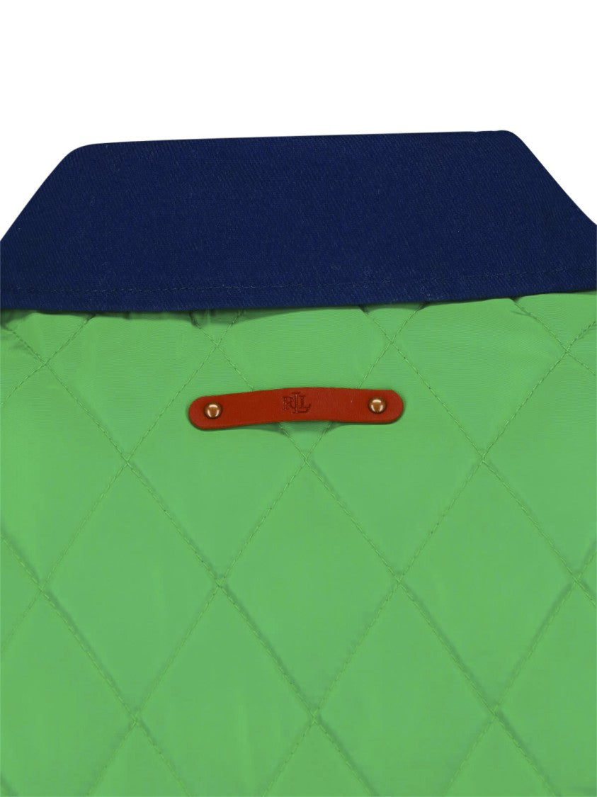 Polo Ralph Lauren Green Quilted Cropped Contrast Collar Jacket