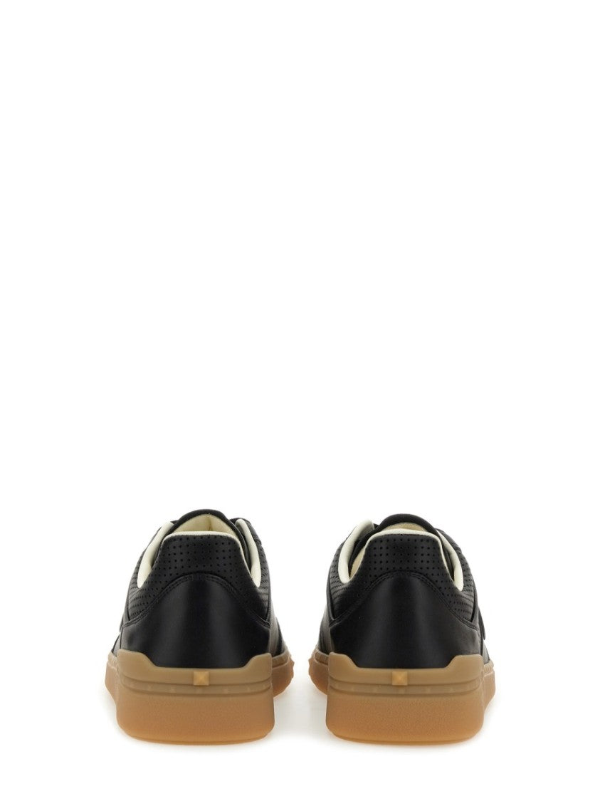 Valentino Garavani Black Low-Top Sneakers With Perforated Leather Accents
