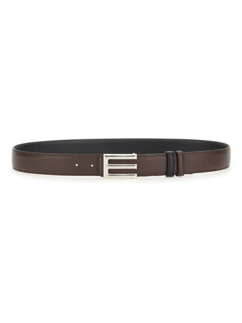 Etro Reversible Leather Belt With Textured And Smooth Finish