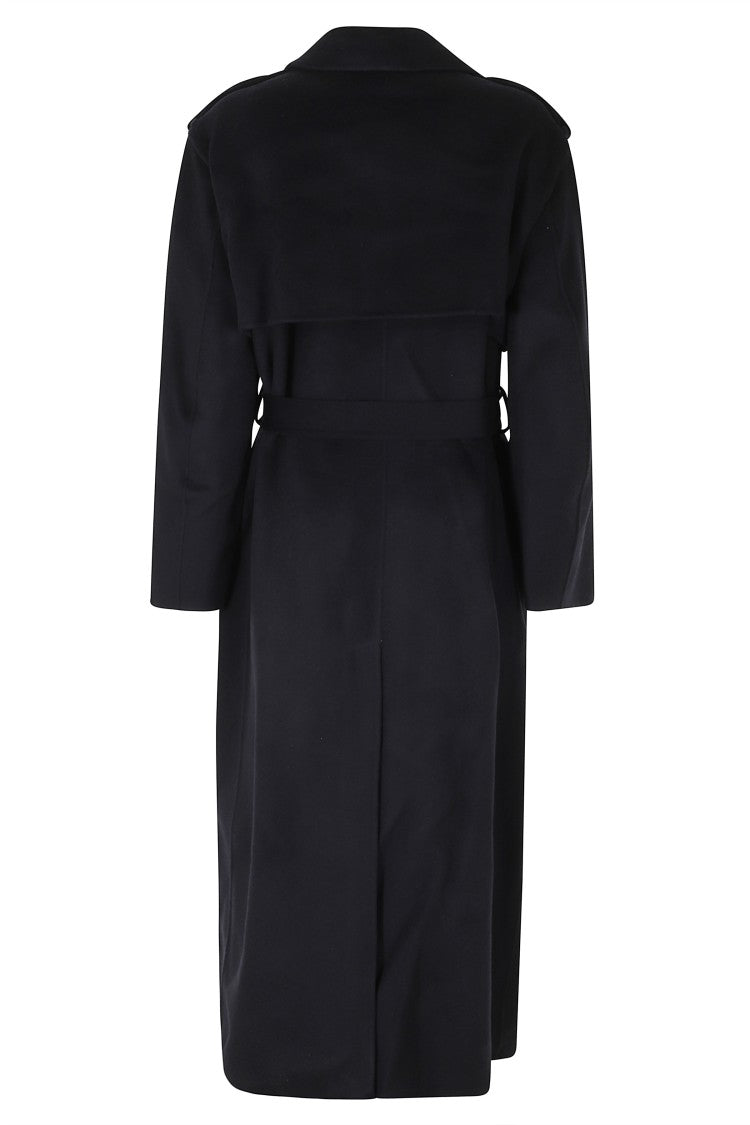 Ivy & Oak Blue Cape Detail Ankle-Length Wool Coat