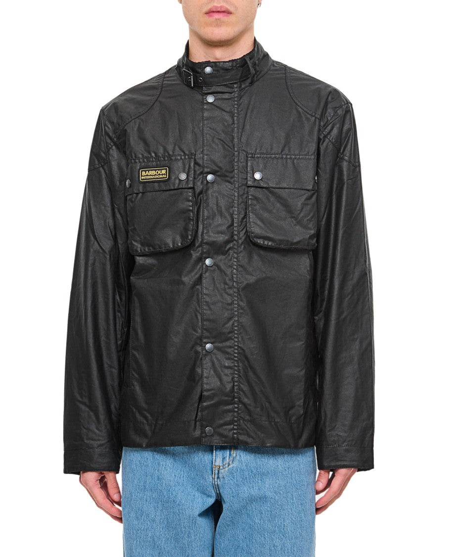 Barbour Functional Black Jacket With Press Button