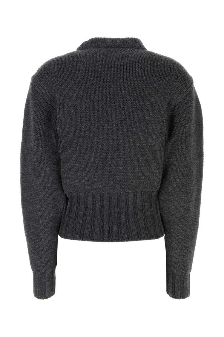 Alexander Mcqueen Melange Dark Grey Stretch Wool Blend Sweater