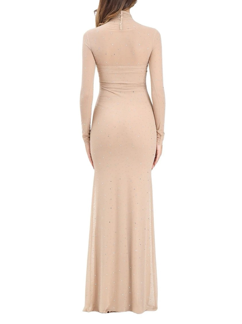 Alma Sanchez Alma Sanchez Long Tulle Dress With High Neckline And Sparkling Embellishments