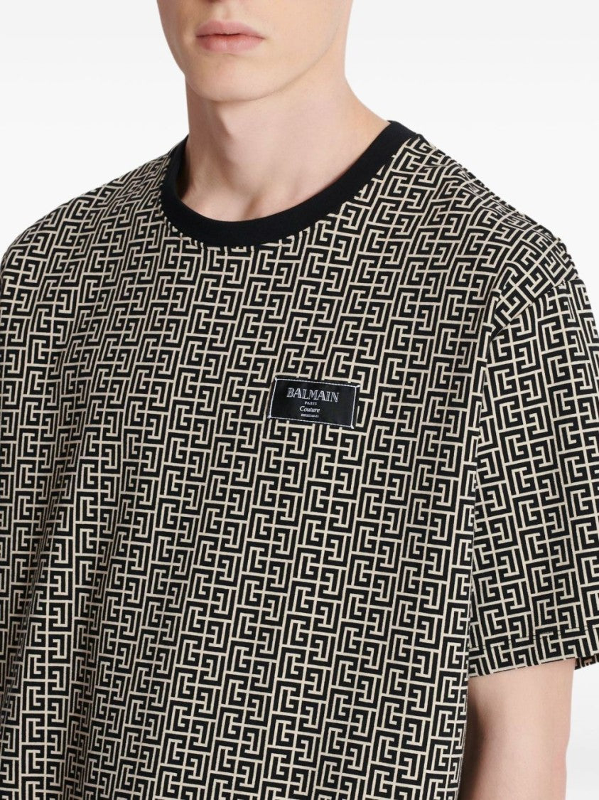 Balmain Geometric Pattern Silk And Nylon T-Shirt