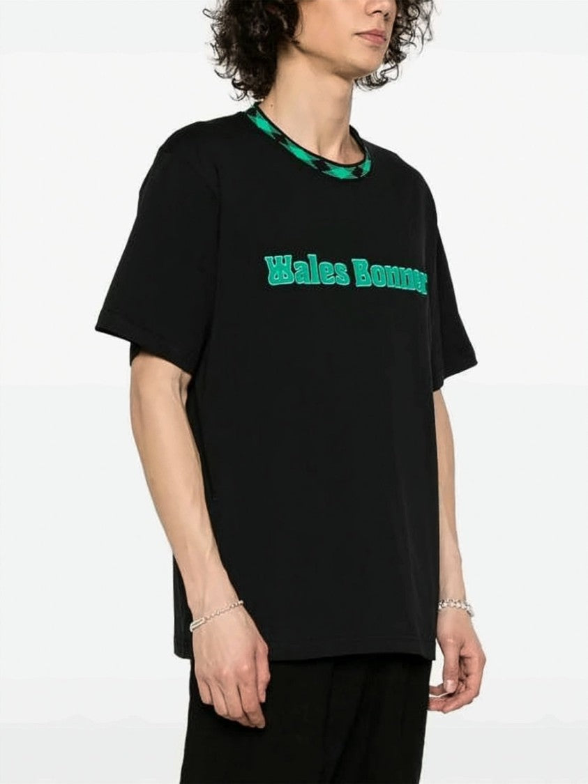 Wales Bonner Relaxed Fit Short-Sleeve T-Shirt With Checkered Neckline Detail
