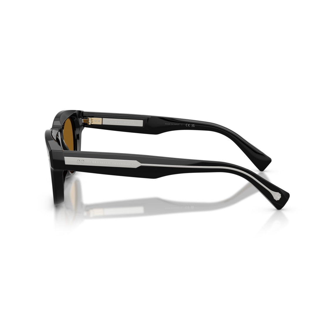 Brunello Cucinelli 0Bc3016s Rectangular Frame Sunglasses In Glossy Black Acetate