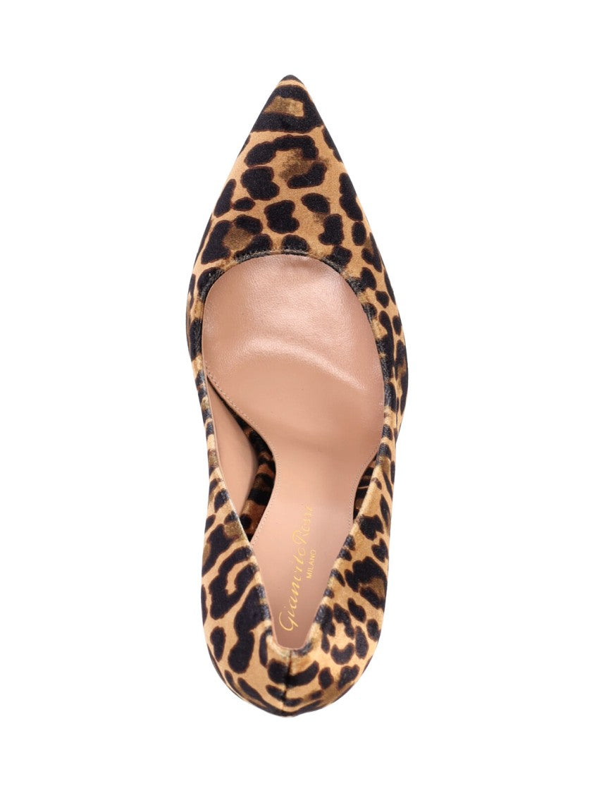 Gianvito Rossi Multicolor Velvet Animal Print Pumps With Stiletto Heel