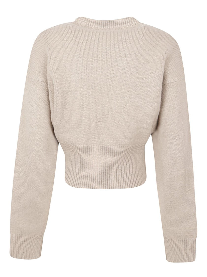 Alaïa Cropped Cashmere Blend Sweater With Ribbed Detailing