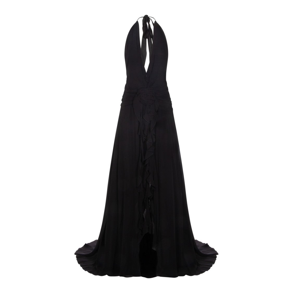 Blumarine Maxi Dress With Deep V-Neck Collar