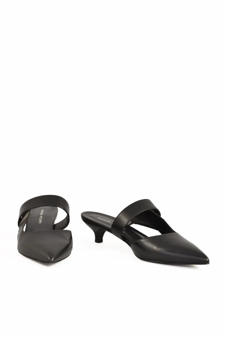 Fabiana Filippi Leather Mule Heel 5Cm - Black