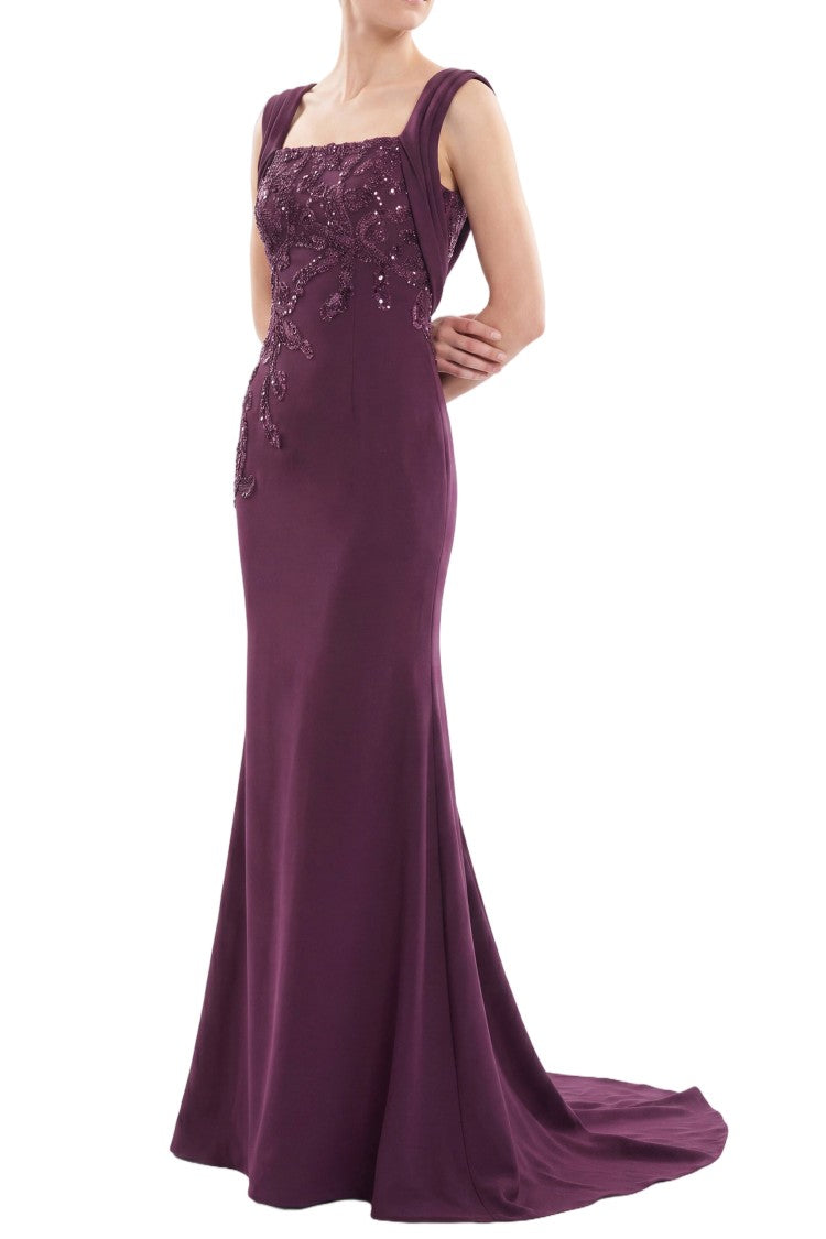 Saiid Kobeisy Embellished Long Crepe Dress