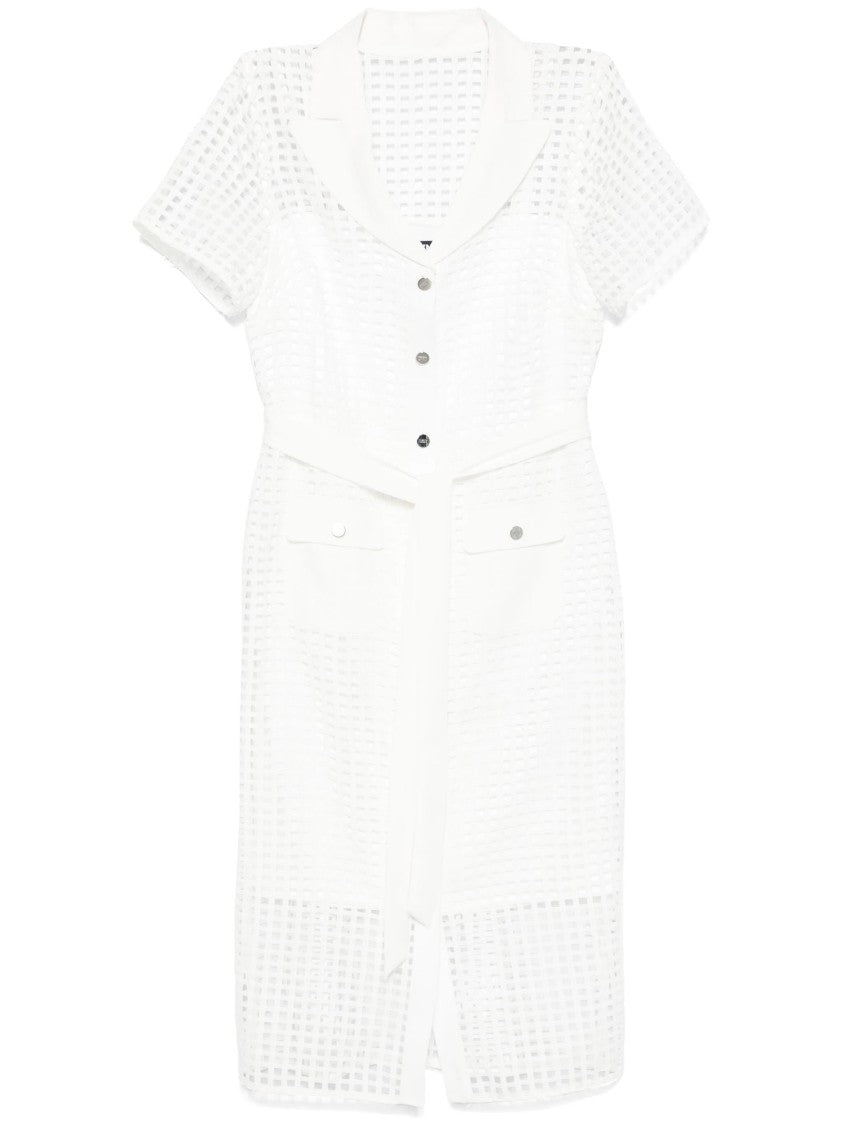 Dkny S/S Grid Lace Midi Dress