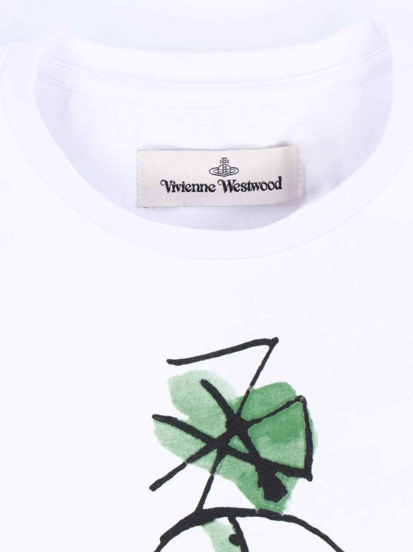 Vivienne Westwood Drawn Orb Logo Tee In White Cotton
