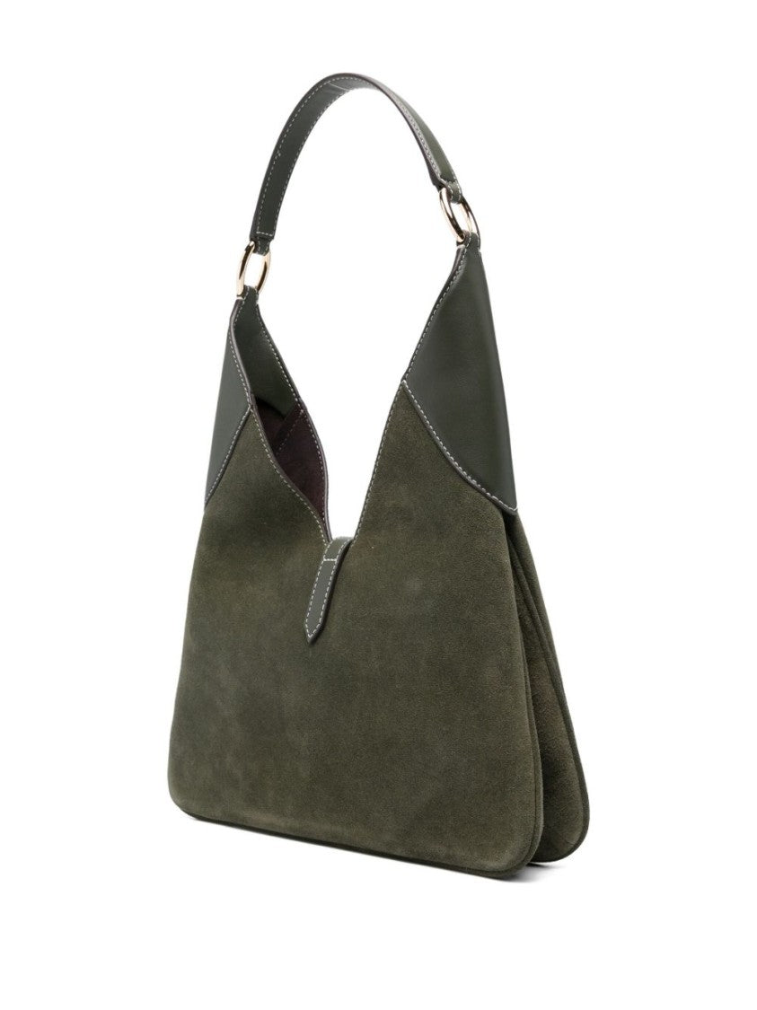 Michael Kors Triangular Olive Green Leather Shoulder Bag