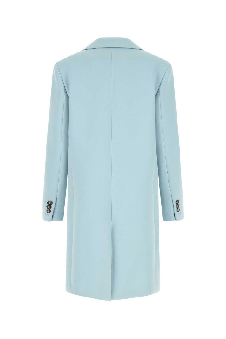 Bottega Veneta Pastel Light-Blue Tricotine Coat