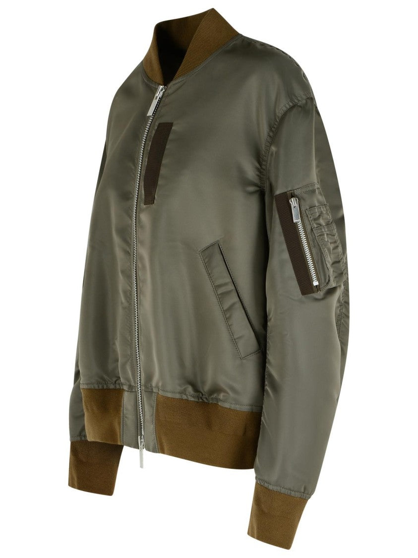Sacai Taupe' Nylon Bomber Jacket