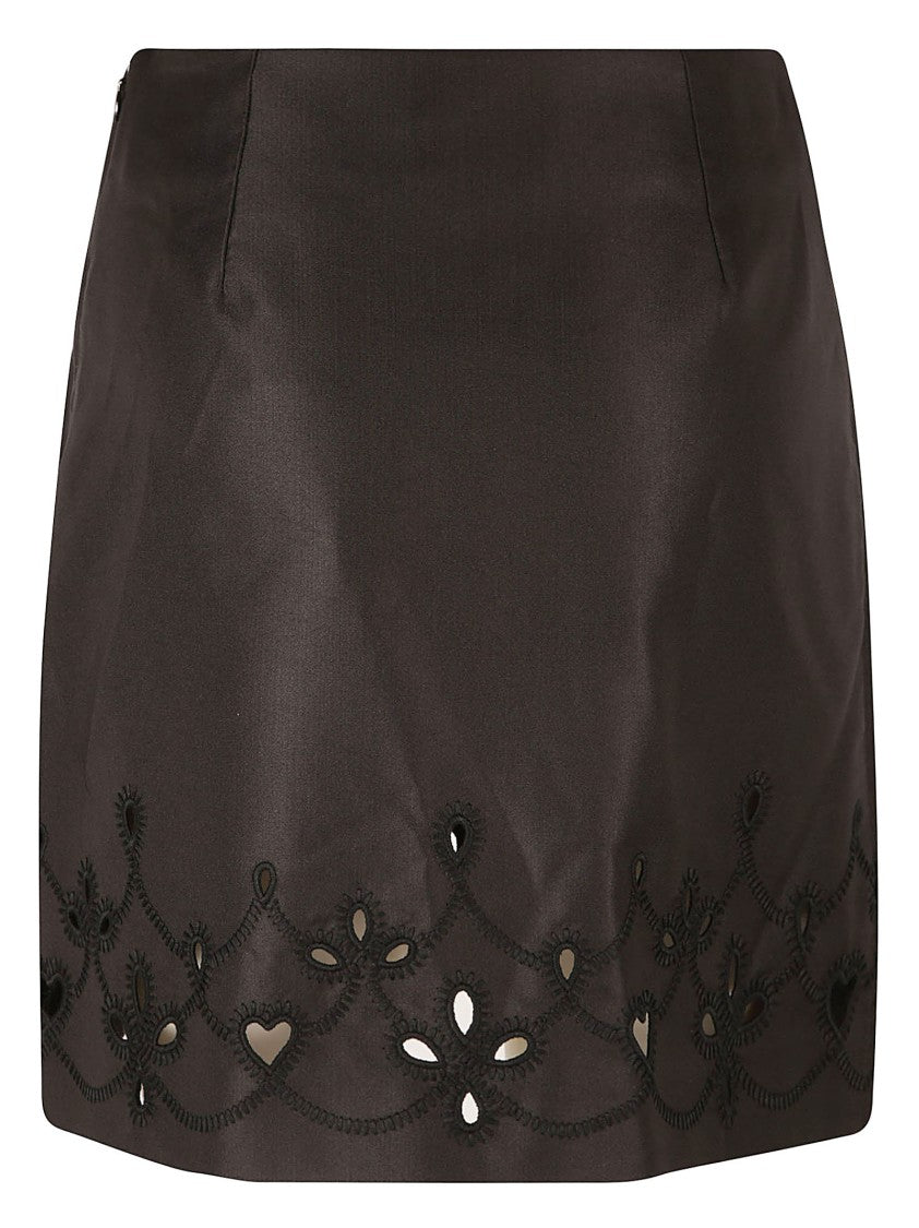 Chloé Black Skirt With Embroidered Hem And Cutouts