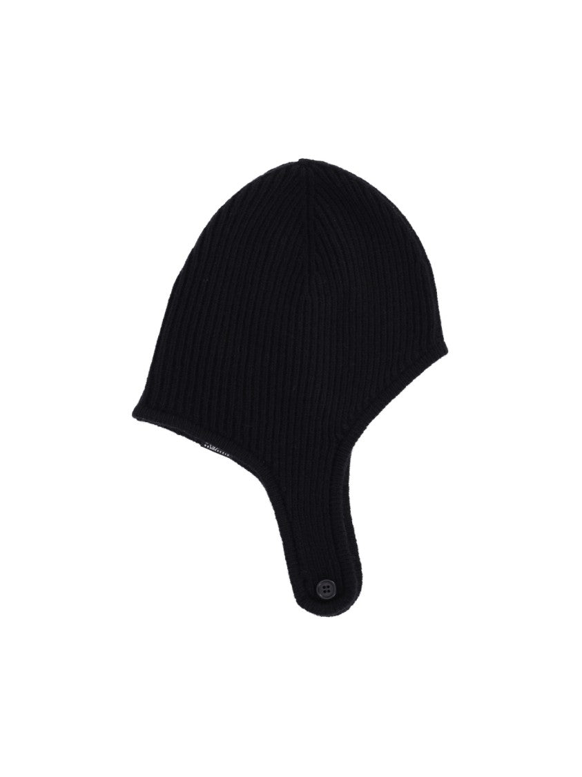 Mm6 By Maison Margiela Black Knit Wool Button Balaclava