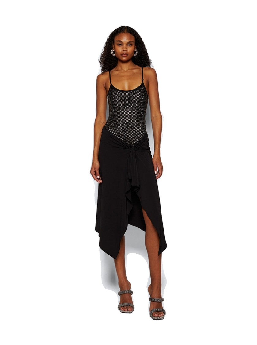 The Attico Asymmetrical Hem Bodycon Midi Dress