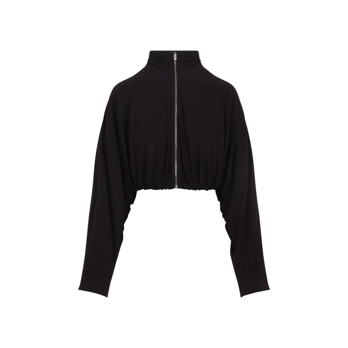 Alaïa Draped Black Viscose-Blend Jacket With Stand Collar