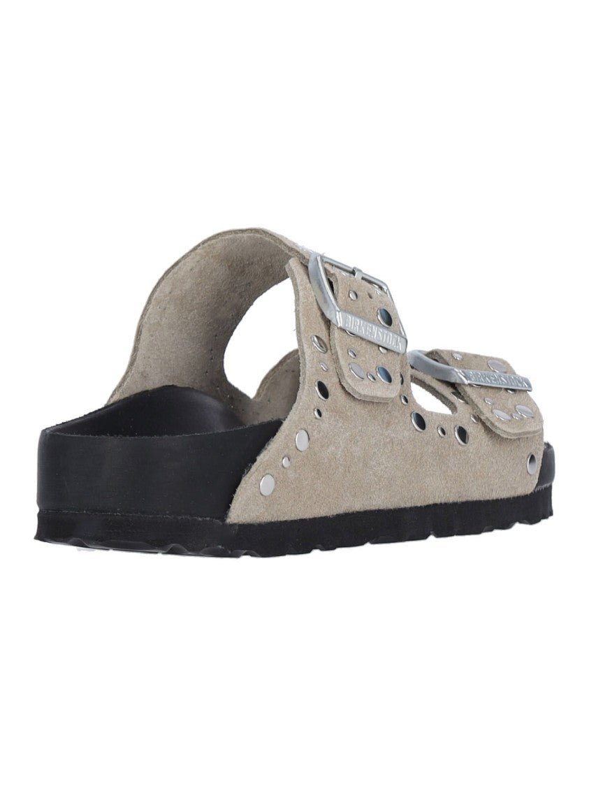 Birkenstock "Arizona Rivet" Studded Sandals – Taupe