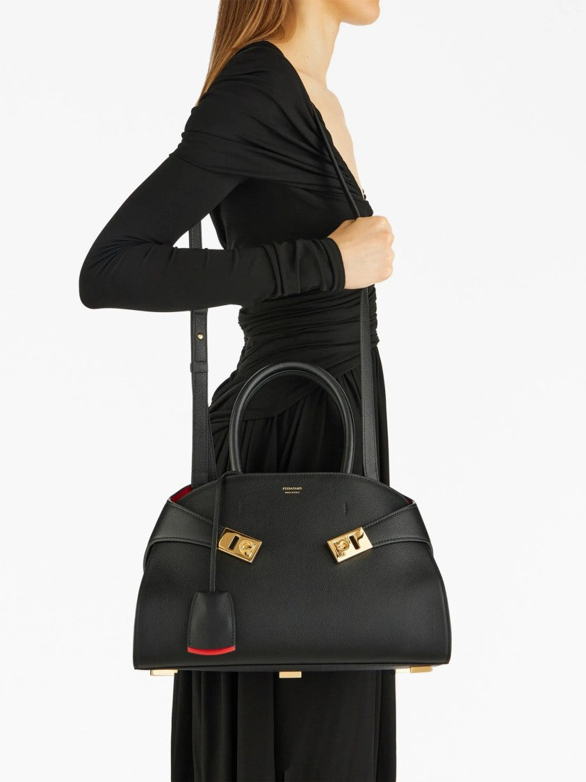Salvatore Ferragamo Leather Hug Th S Structured Shoulder Bag