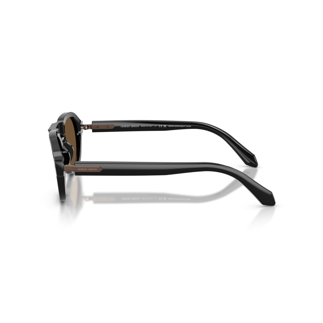 Giorgio Armani 0Ar8244 Bold Black Acetate Sunglasses With Warm Brown Lenses