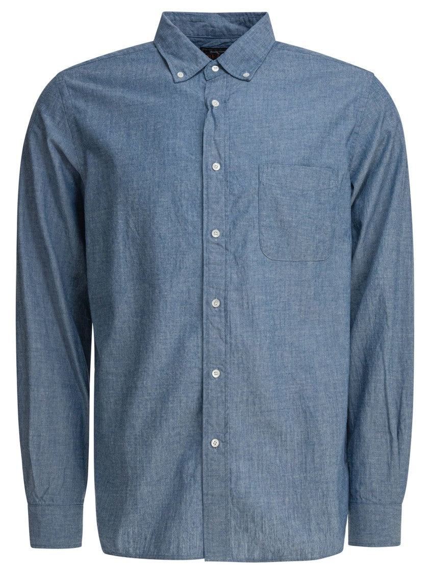 Beams Plus Shirt With Button-Down Collar In Premium Selvedge Chambray