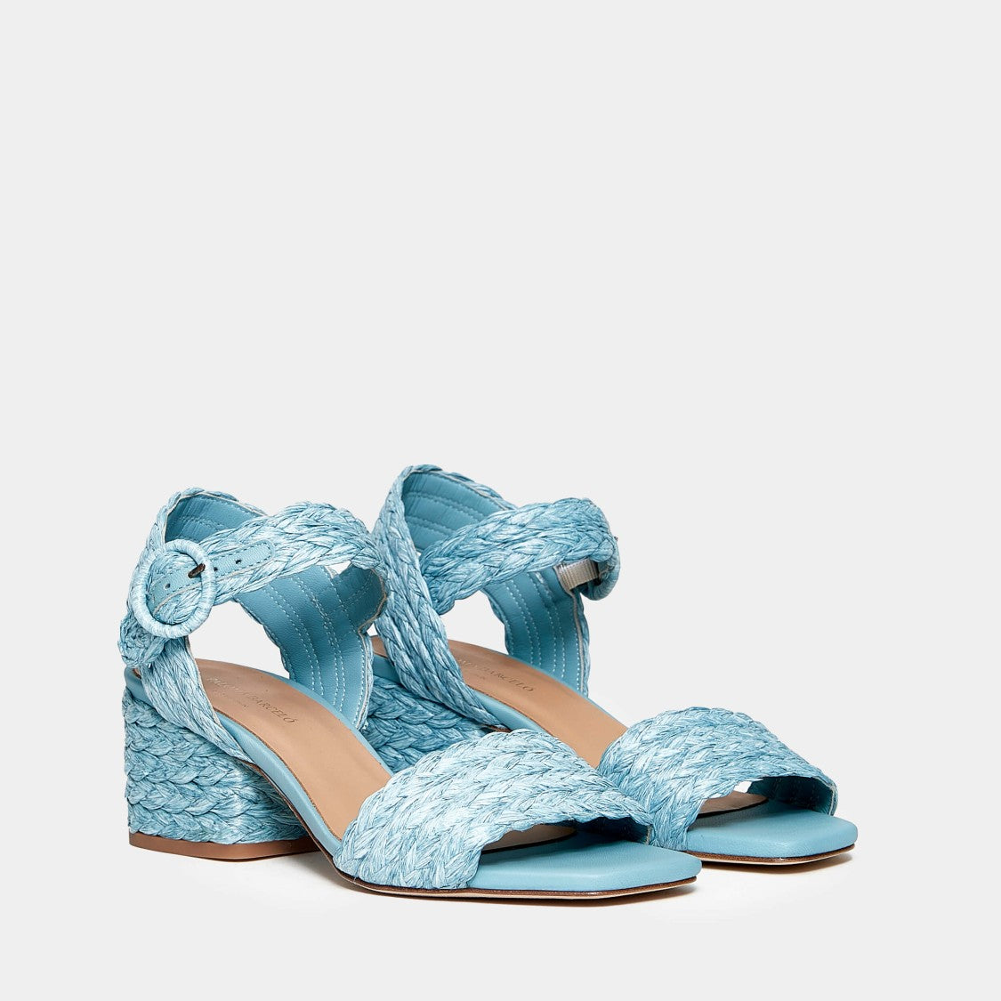 Paloma Barceló Woven Raffia Heeled Sandals With Ankle Strap