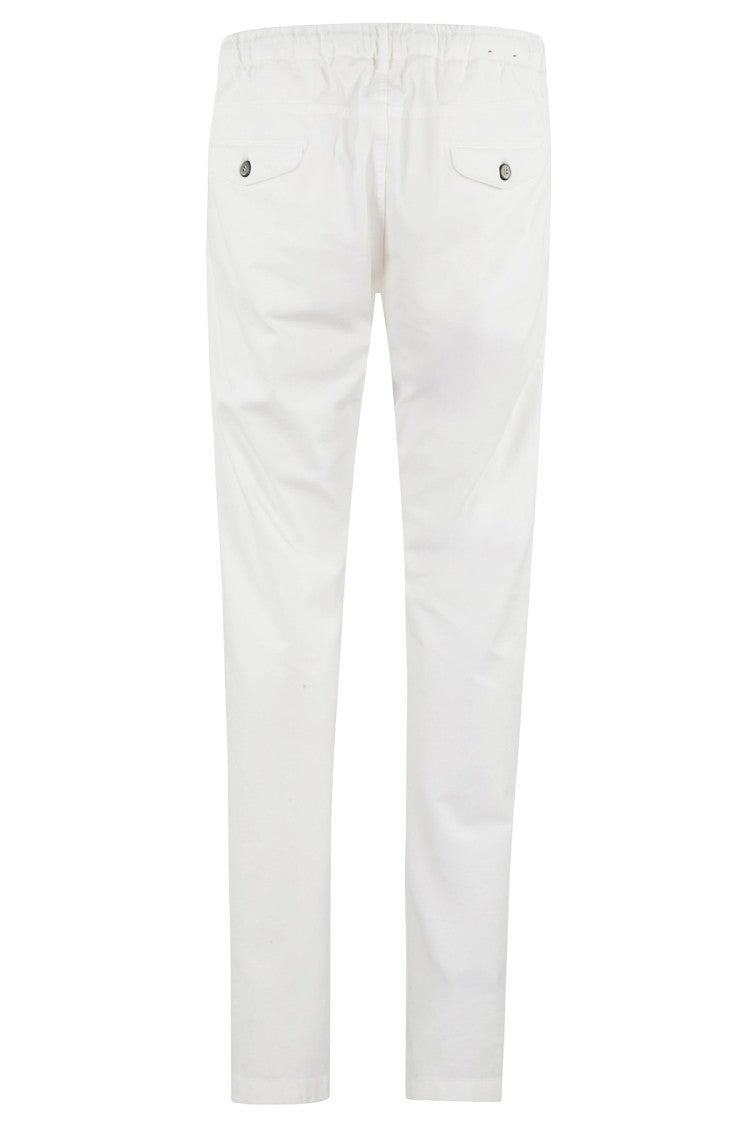 Eleventy White Drawstring-Band Cotton-Blend Jogger Pants