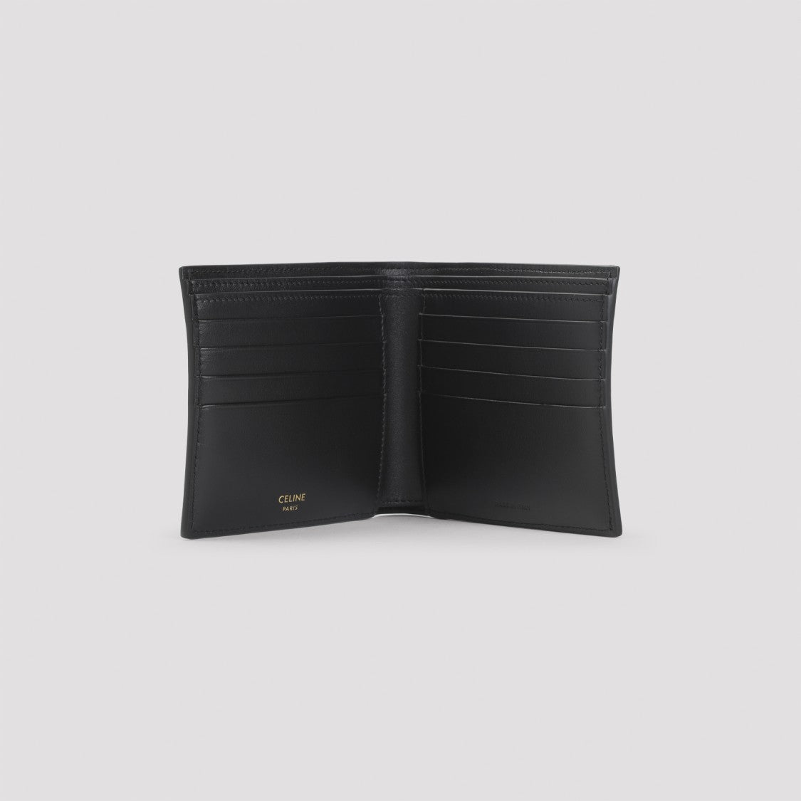 Celine Black Triomphe Textile Bi-Fold Wallet With Signature Logo Pattern